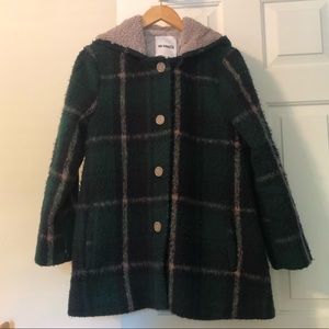 Plaid button dress coat